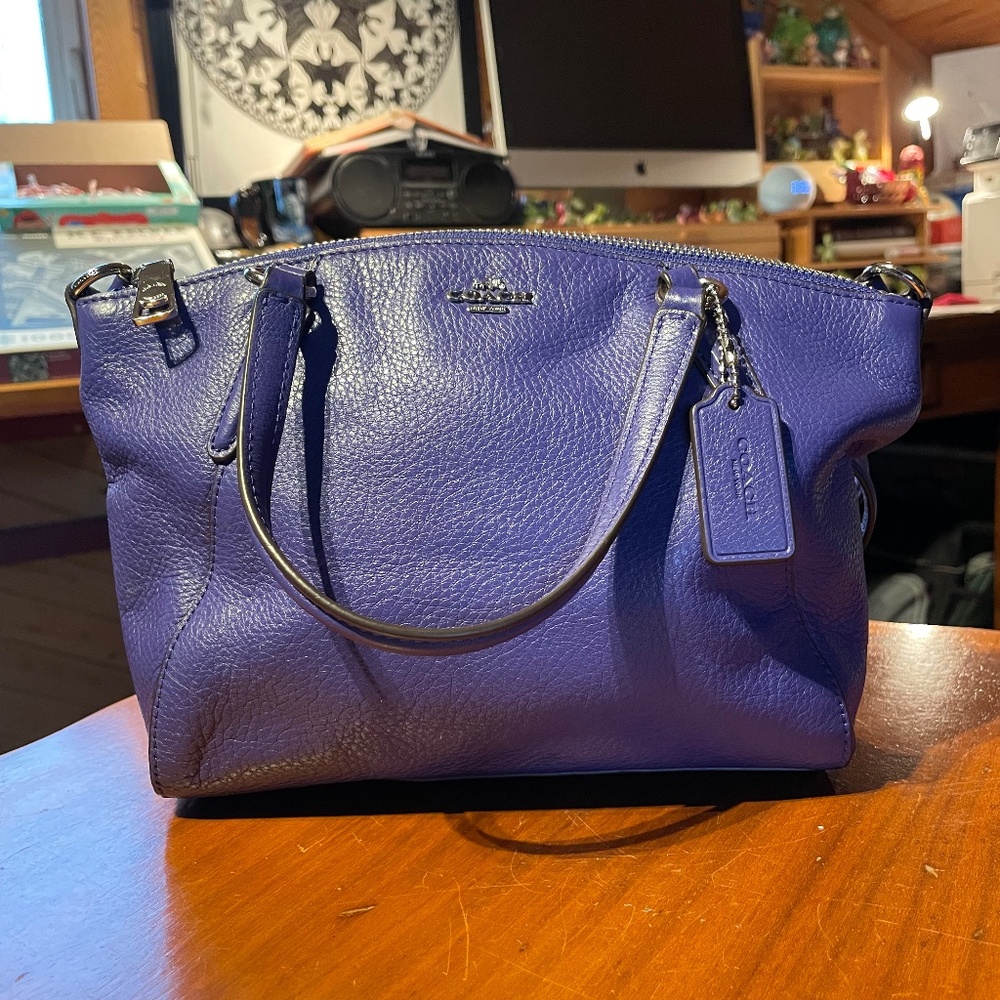 Coach Mini Kelsey Pebbled Leather Crossbody Satchel - Purple